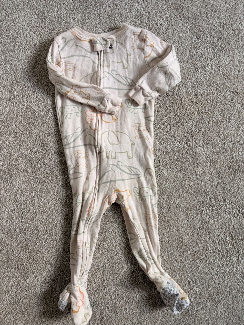 Carter's Cream Footed One-Piece with Animal Print